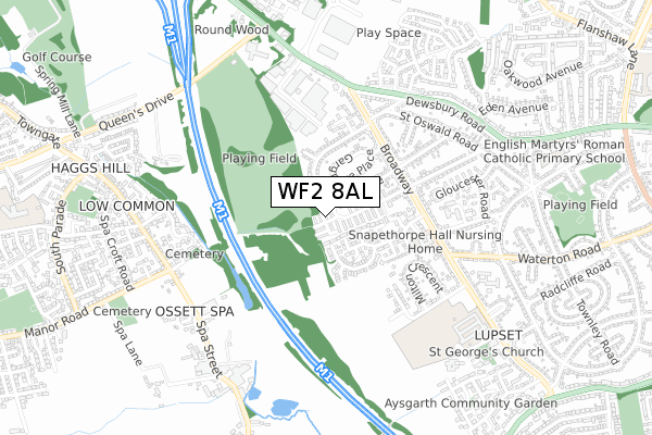 WF2 8AL map - small scale - OS Open Zoomstack (Ordnance Survey)