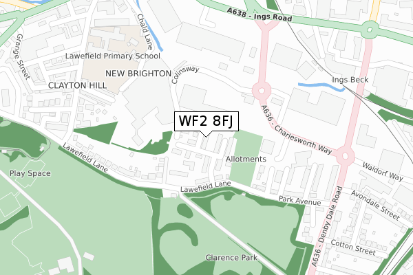 WF2 8FJ map - large scale - OS Open Zoomstack (Ordnance Survey) WF2 8FJ map - large scale - OS Open Zoomstack (Ordnance Survey)