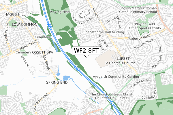 WF2 8FT map - small scale - OS Open Zoomstack (Ordnance Survey)