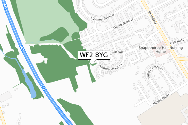 WF2 8YG map - large scale - OS Open Zoomstack (Ordnance Survey)