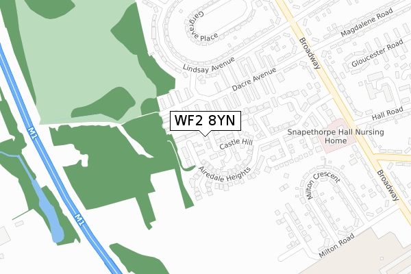 WF2 8YN map - large scale - OS Open Zoomstack (Ordnance Survey) WF2 8YN map - large scale - OS Open Zoomstack (Ordnance Survey)