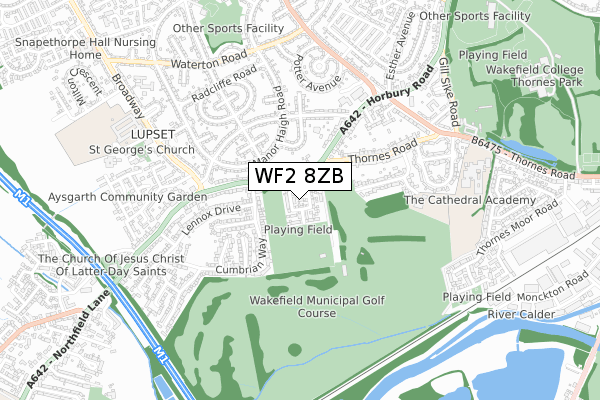 WF2 8ZB map - small scale - OS Open Zoomstack (Ordnance Survey)