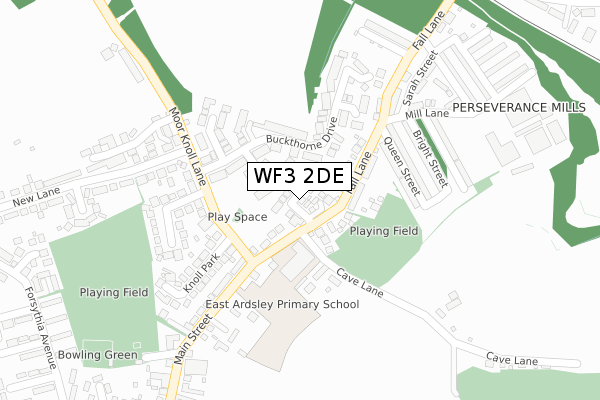 WF3 2DE map - large scale - OS Open Zoomstack (Ordnance Survey)