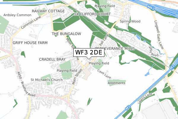 WF3 2DE map - small scale - OS Open Zoomstack (Ordnance Survey)