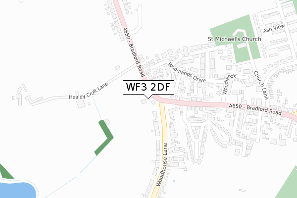 WF3 2DF map - large scale - OS Open Zoomstack (Ordnance Survey)