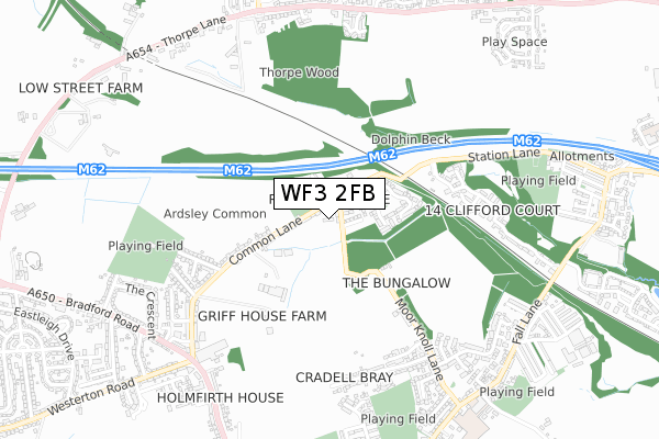 WF3 2FB map - small scale - OS Open Zoomstack (Ordnance Survey)