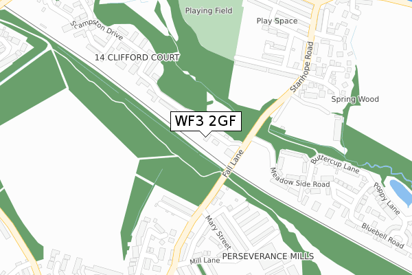 WF3 2GF map - large scale - OS Open Zoomstack (Ordnance Survey)