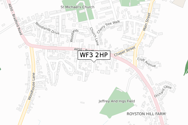 WF3 2HP map - large scale - OS Open Zoomstack (Ordnance Survey)