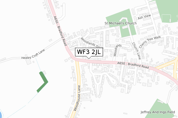 WF3 2JL map - large scale - OS Open Zoomstack (Ordnance Survey)