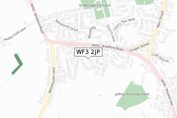 WF3 2JP map - large scale - OS Open Zoomstack (Ordnance Survey)