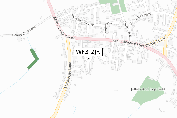 WF3 2JR map - large scale - OS Open Zoomstack (Ordnance Survey)