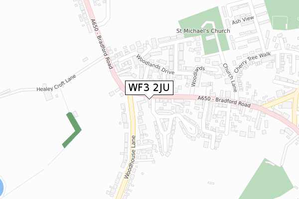 WF3 2JU map - large scale - OS Open Zoomstack (Ordnance Survey)
