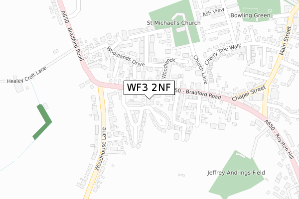 WF3 2NF map - large scale - OS Open Zoomstack (Ordnance Survey)
