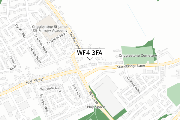 WF4 3FA map - large scale - OS Open Zoomstack (Ordnance Survey)