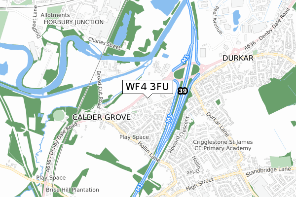 WF4 3FU map - small scale - OS Open Zoomstack (Ordnance Survey)