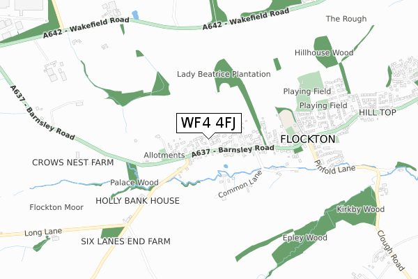 WF4 4FJ map - small scale - OS Open Zoomstack (Ordnance Survey) WF4 4FJ map - small scale - OS Open Zoomstack (Ordnance Survey)
