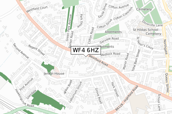 WF4 6HZ map - large scale - OS Open Zoomstack (Ordnance Survey)