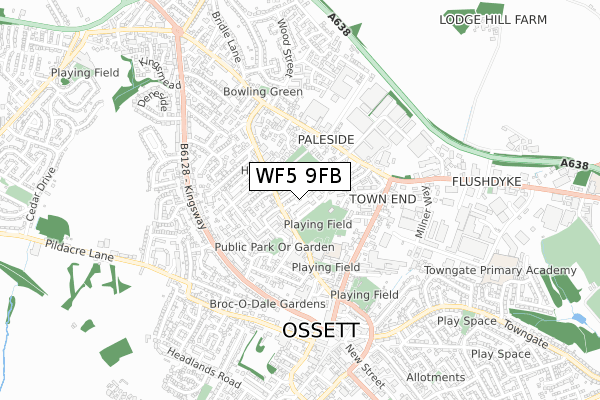 WF5 9FB map - small scale - OS Open Zoomstack (Ordnance Survey) WF5 9FB map - small scale - OS Open Zoomstack (Ordnance Survey)