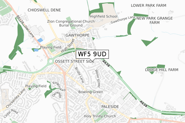 WF5 9UD map - small scale - OS Open Zoomstack (Ordnance Survey)