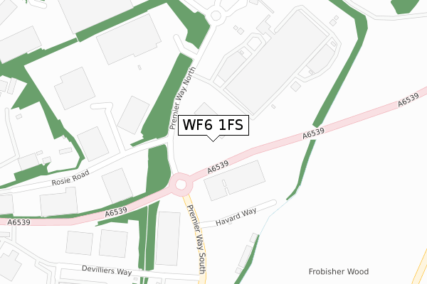 WF6 1FS map - large scale - OS Open Zoomstack (Ordnance Survey)