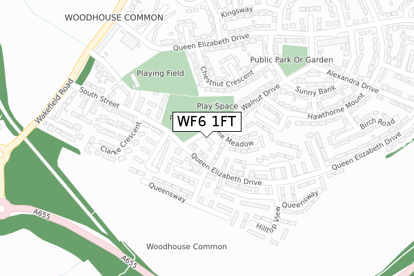 WF6 1FT map - large scale - OS Open Zoomstack (Ordnance Survey)