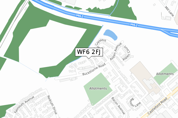 WF6 2FJ map - large scale - OS Open Zoomstack (Ordnance Survey)