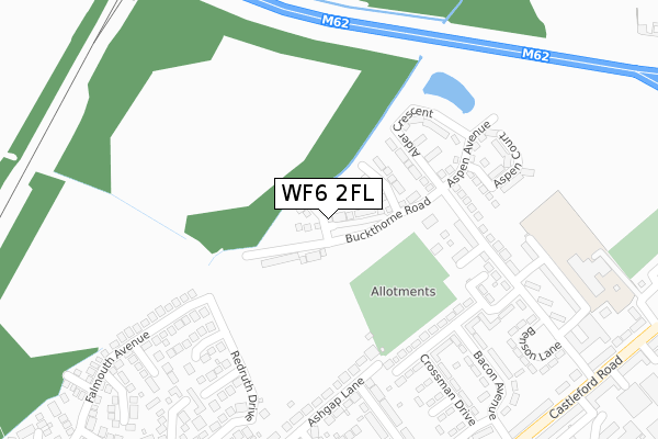 WF6 2FL map - large scale - OS Open Zoomstack (Ordnance Survey)