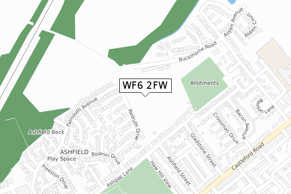 WF6 2FW map - large scale - OS Open Zoomstack (Ordnance Survey)