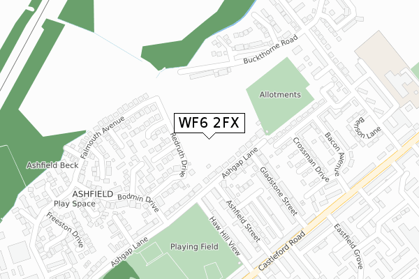 WF6 2FX map - large scale - OS Open Zoomstack (Ordnance Survey)