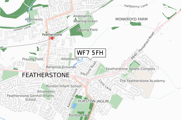 WF7 5FH map - small scale - OS Open Zoomstack (Ordnance Survey)