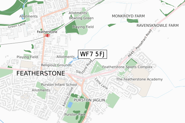 WF7 5FJ map - small scale - OS Open Zoomstack (Ordnance Survey) WF7 5FJ map - small scale - OS Open Zoomstack (Ordnance Survey)