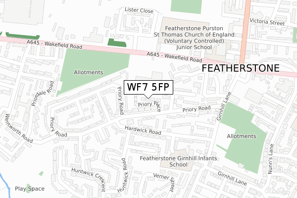 WF7 5FP map - large scale - OS Open Zoomstack (Ordnance Survey)