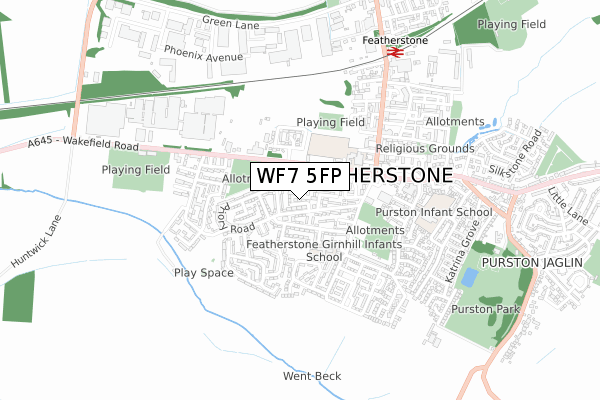 WF7 5FP map - small scale - OS Open Zoomstack (Ordnance Survey)