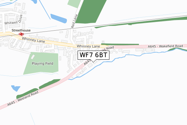 WF7 6BT map - large scale - OS Open Zoomstack (Ordnance Survey)