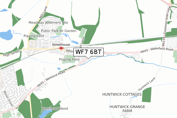 WF7 6BT map - small scale - OS Open Zoomstack (Ordnance Survey)