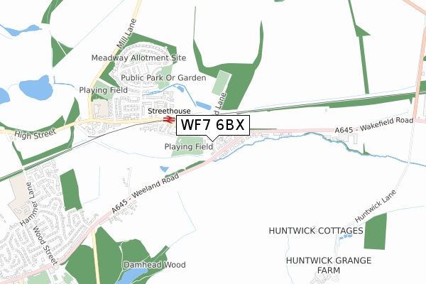 WF7 6BX map - small scale - OS Open Zoomstack (Ordnance Survey)