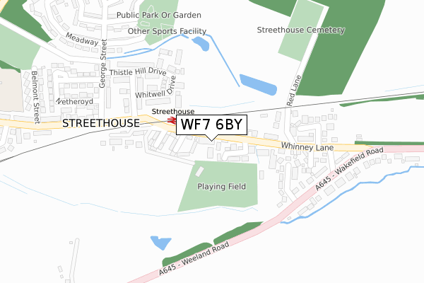 WF7 6BY map - large scale - OS Open Zoomstack (Ordnance Survey)