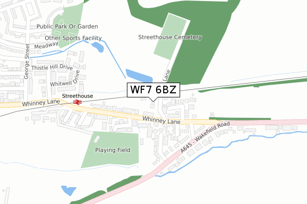 WF7 6BZ map - large scale - OS Open Zoomstack (Ordnance Survey)