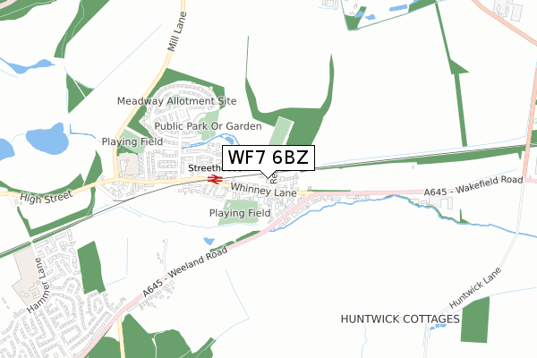 WF7 6BZ map - small scale - OS Open Zoomstack (Ordnance Survey)