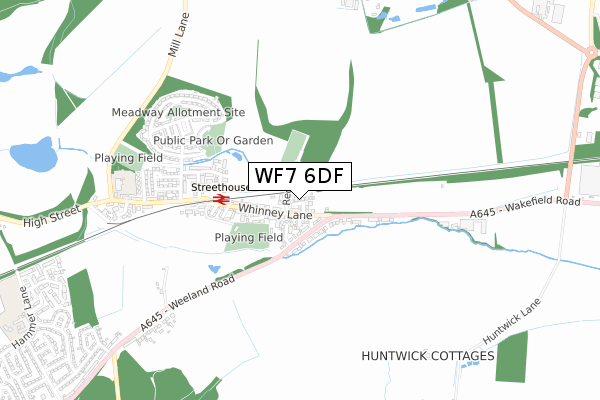WF7 6DF map - small scale - OS Open Zoomstack (Ordnance Survey)