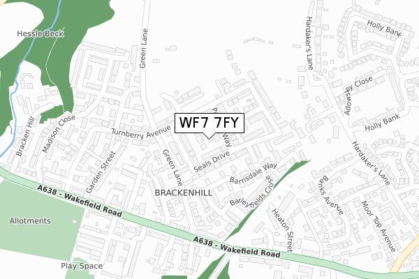 WF7 7FY map - large scale - OS Open Zoomstack (Ordnance Survey)