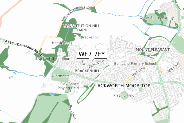 WF7 7FY map - small scale - OS Open Zoomstack (Ordnance Survey)