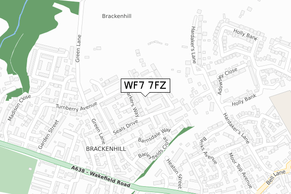WF7 7FZ map - large scale - OS Open Zoomstack (Ordnance Survey)