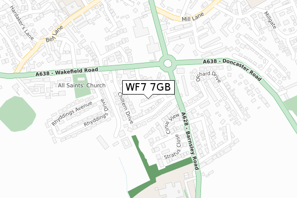 WF7 7GB map - large scale - OS Open Zoomstack (Ordnance Survey)