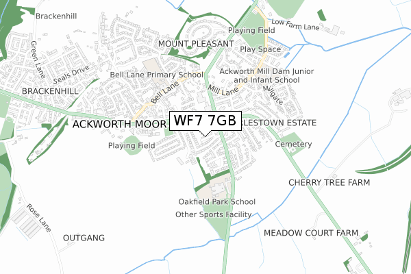 WF7 7GB map - small scale - OS Open Zoomstack (Ordnance Survey)