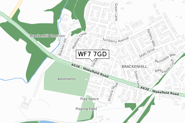 WF7 7GD map - large scale - OS Open Zoomstack (Ordnance Survey)