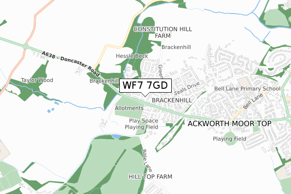 WF7 7GD map - small scale - OS Open Zoomstack (Ordnance Survey)