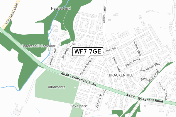 WF7 7GE map - large scale - OS Open Zoomstack (Ordnance Survey)