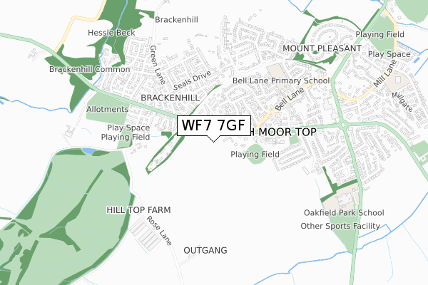 WF7 7GF map - small scale - OS Open Zoomstack (Ordnance Survey)