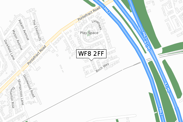 WF8 2FF map - large scale - OS Open Zoomstack (Ordnance Survey)